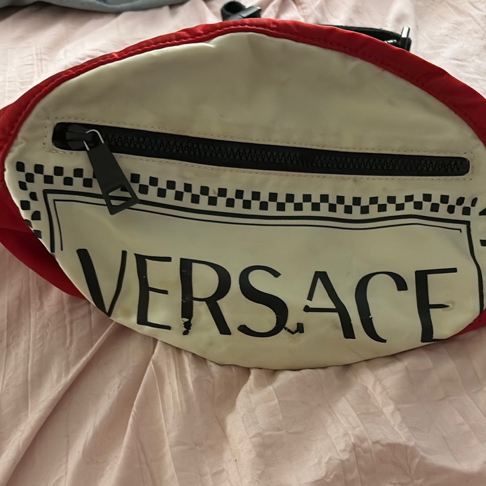 Versace Red and Cream Belt Bag